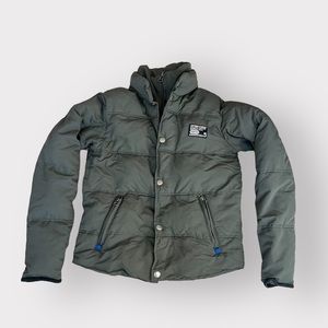 Superdry Grey Zip & Button Puffer Jacket